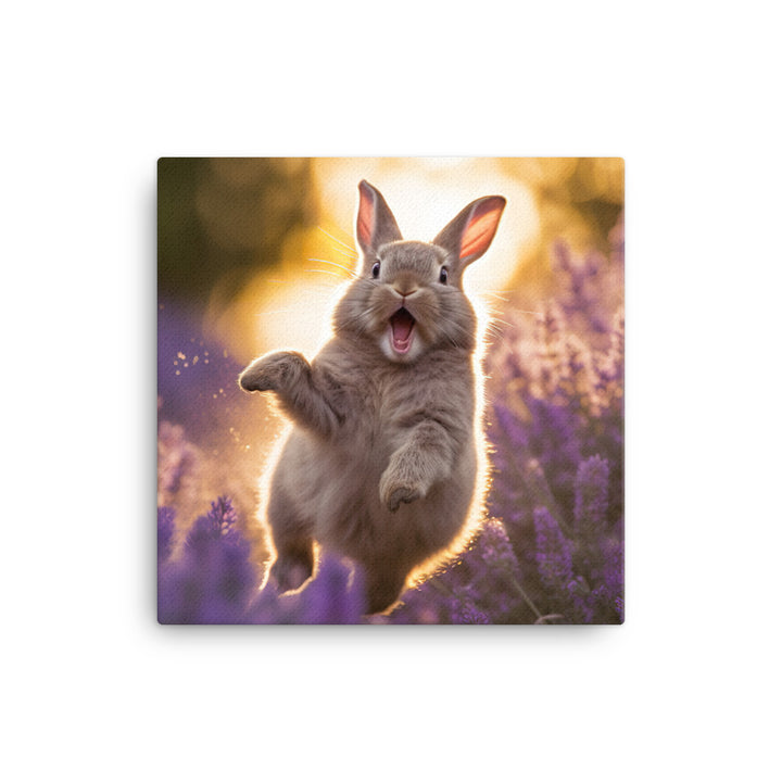 Lilac Bunny Enjoying a Playful Hop Canvas - PosterfyAI.com