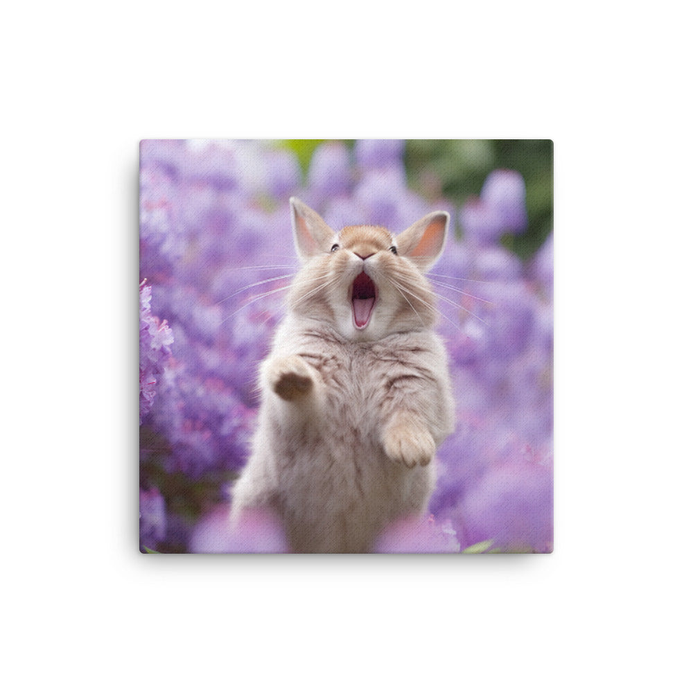 Lilac Bunny Enjoying a Playful Hop Canvas - PosterfyAI.com