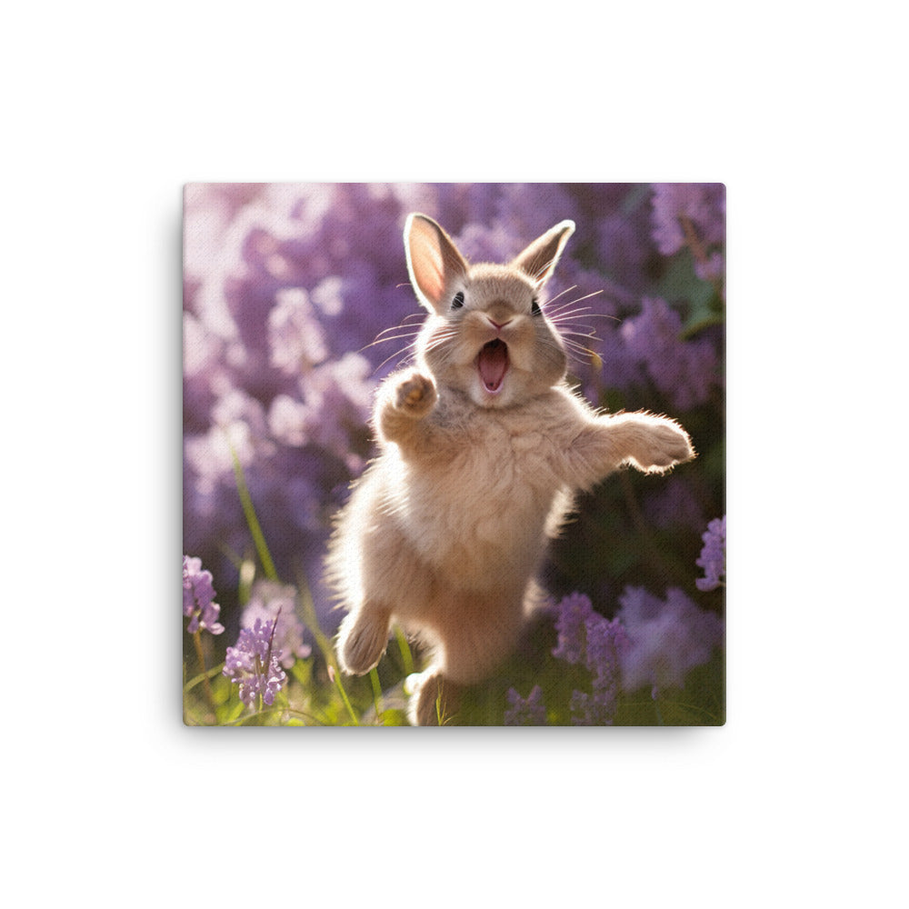 Lilac Bunny Enjoying a Playful Hop Canvas - PosterfyAI.com