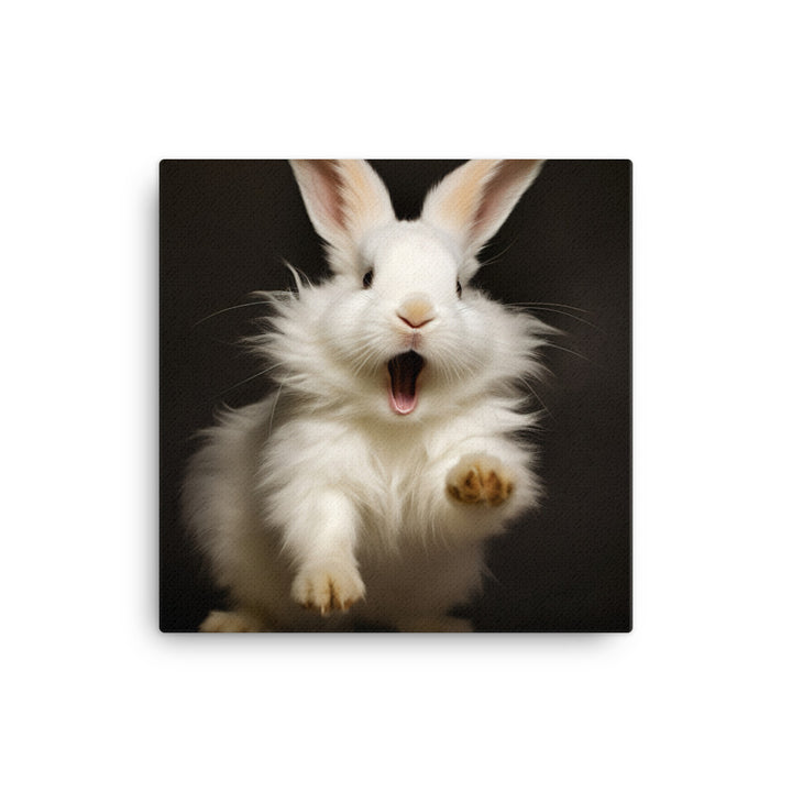 Lionhead Bunny Enjoying a Playful Hop Canvas - PosterfyAI.com