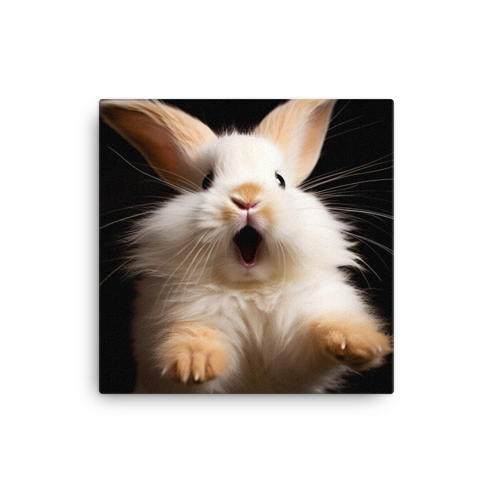 Lionhead Bunny Enjoying a Playful Hop Canvas - PosterfyAI.com