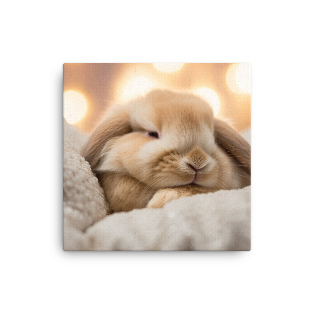 Holland Lop Bunny in a Cozy Setting Canvas - PosterfyAI.com