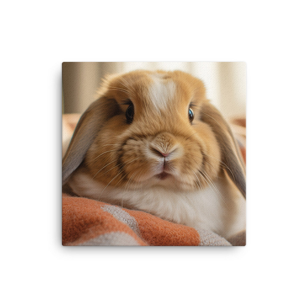 Holland Lop Bunny in a Cozy Setting Canvas - PosterfyAI.com