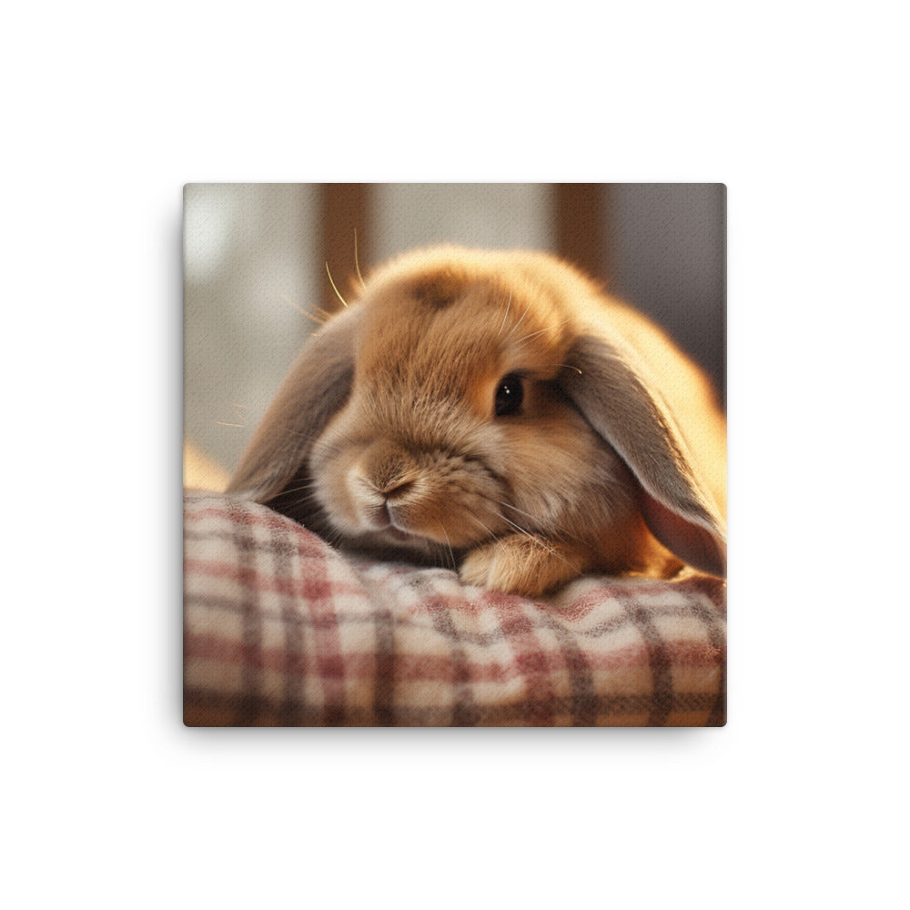 Holland Lop Bunny in a Cozy Setting Canvas - PosterfyAI.com