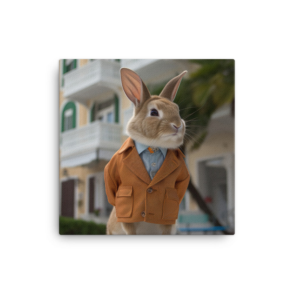 Havana Bunny with a Stylish Pose Canvas - PosterfyAI.com