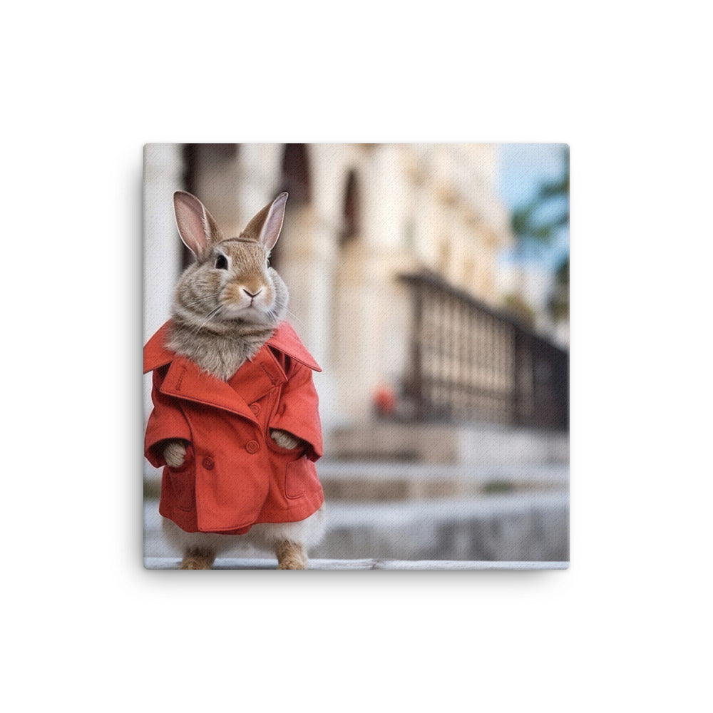 Havana Bunny with a Stylish Pose Canvas - PosterfyAI.com