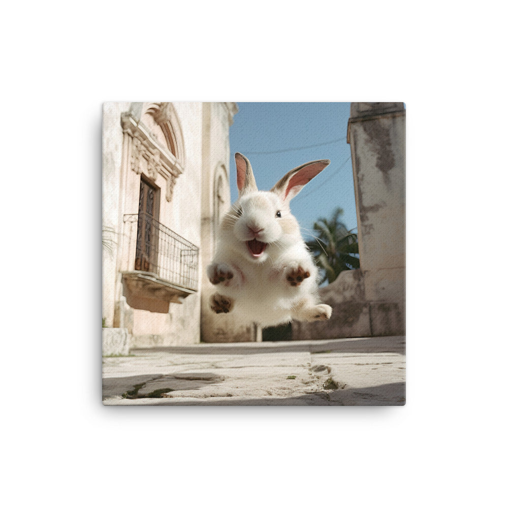 Havana Bunny Enjoying a Playful Hop Canvas - PosterfyAI.com