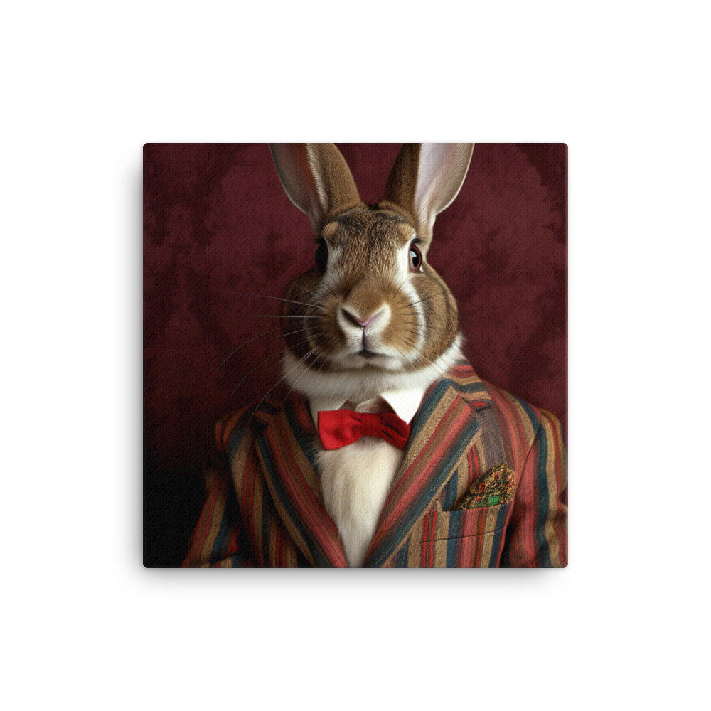 Harlequin Bunny with a Stylish Pose Canvas - PosterfyAI.com