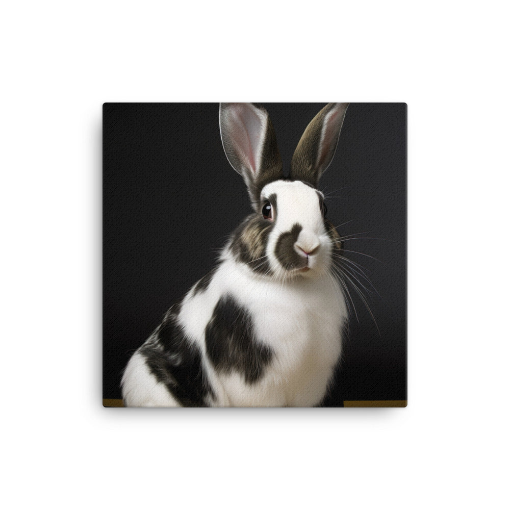 Harlequin Bunny with a Stylish Pose Canvas - PosterfyAI.com