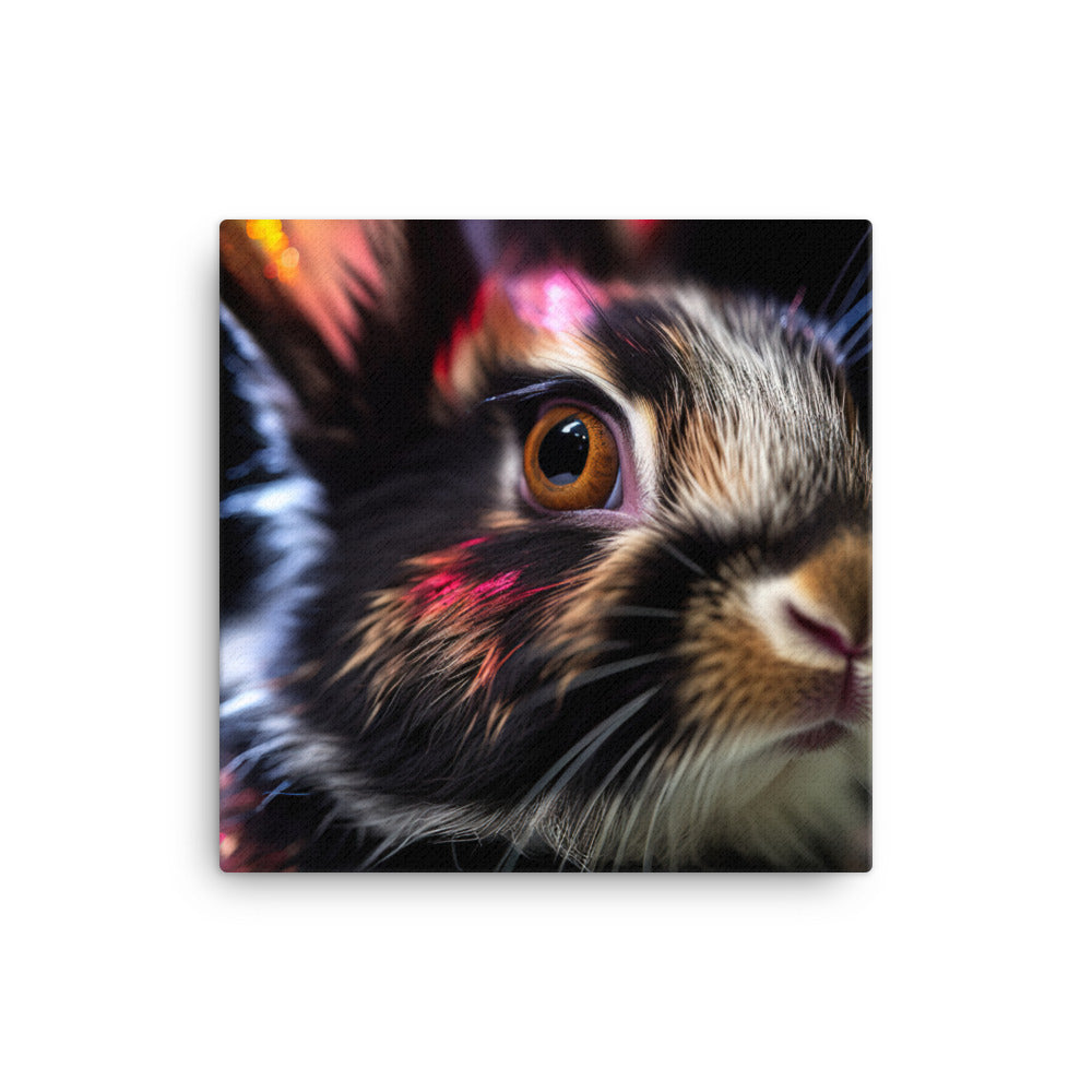 Charming Harlequin Bunny Canvas - PosterfyAI.com