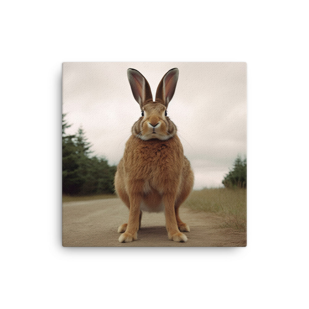 Flemish Giant Bunny with a Majestic Stance Canvas - PosterfyAI.com