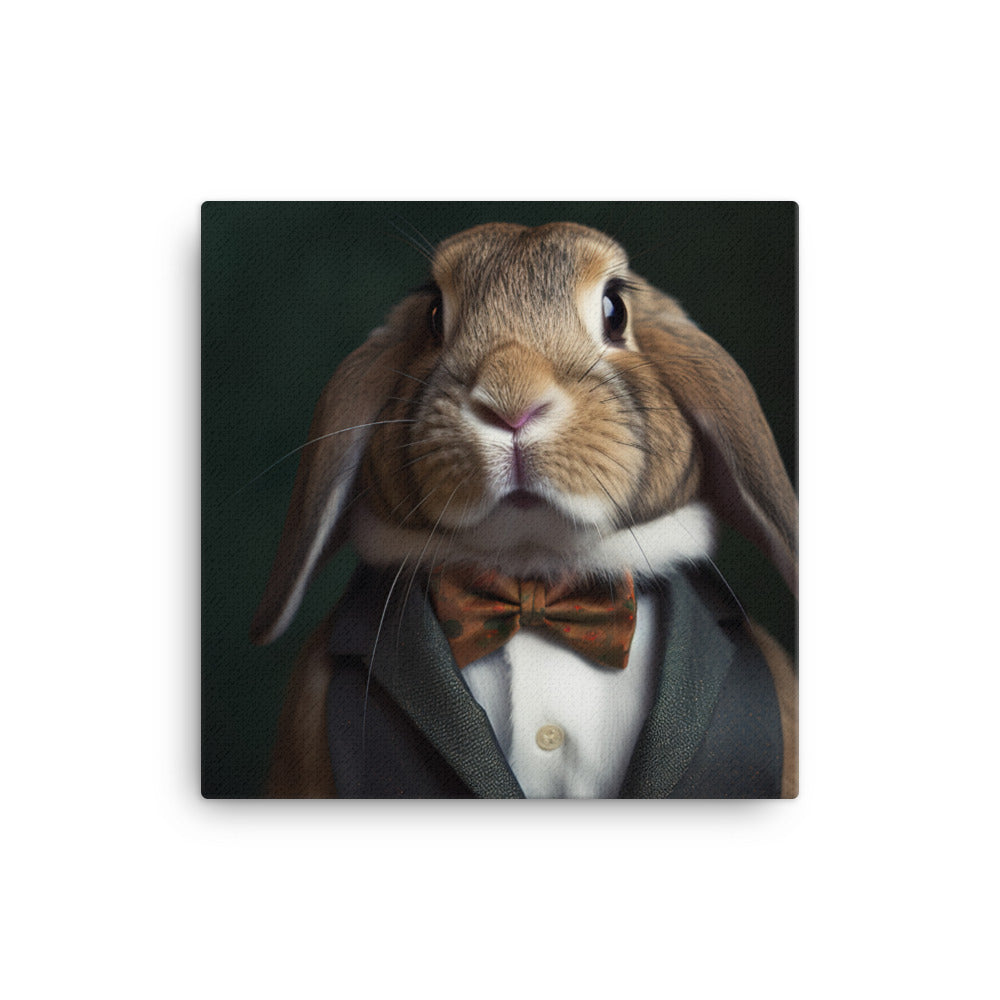 English Lop Bunny with a Stylish Pose Canvas - PosterfyAI.com