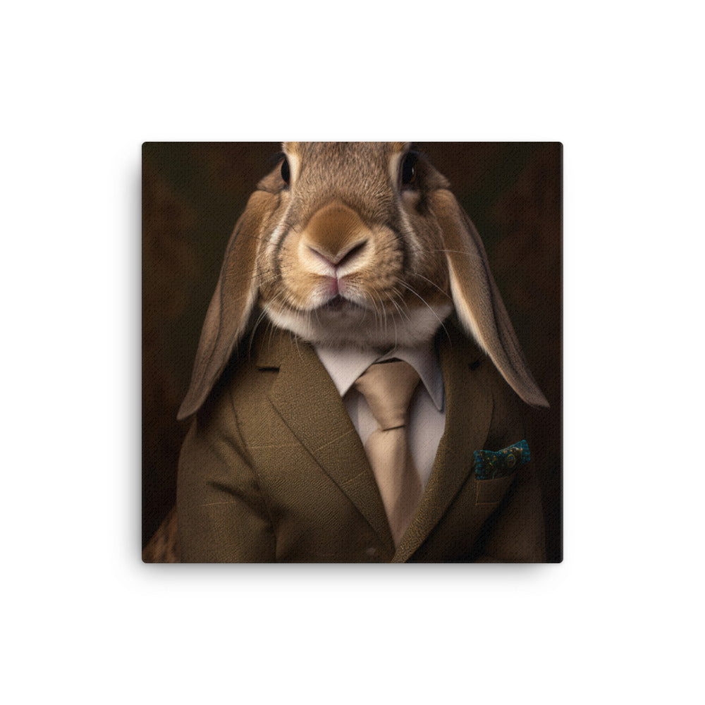 English Lop Bunny with a Stylish Pose Canvas - PosterfyAI.com
