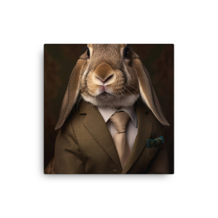 English Lop Bunny with a Stylish Pose Canvas - PosterfyAI.com