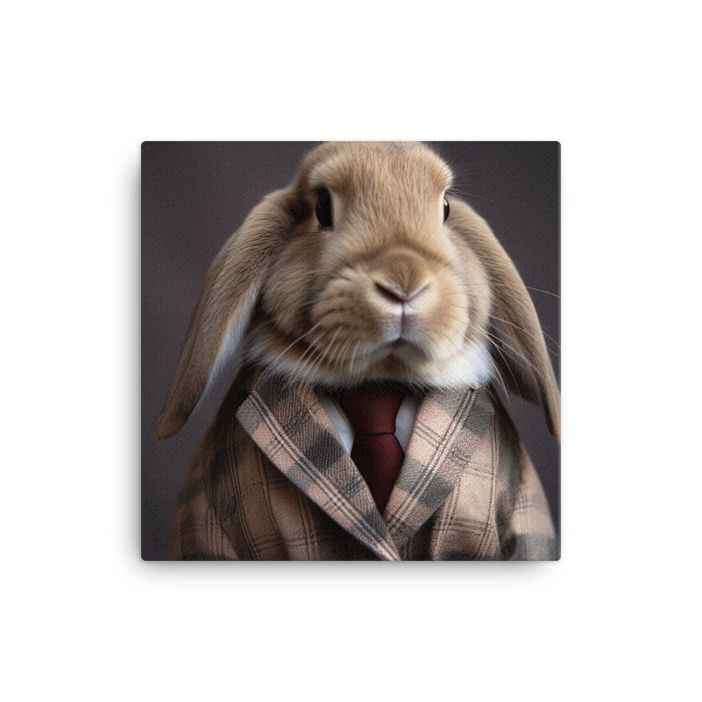 English Lop Bunny with a Stylish Pose Canvas - PosterfyAI.com
