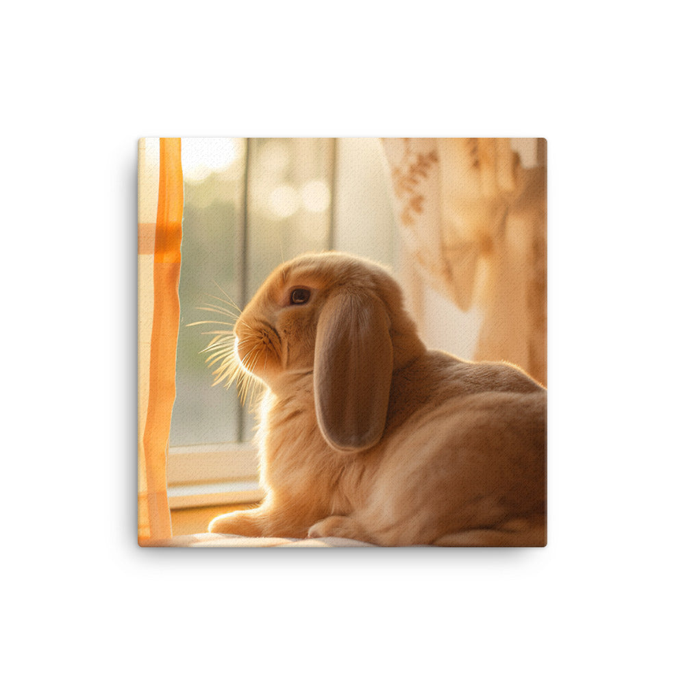 English Lop Bunny in a Cozy Setting Canvas - PosterfyAI.com
