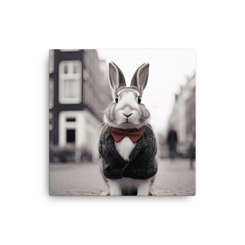 Dutch Bunny with a Stylish Pose Canvas - PosterfyAI.com