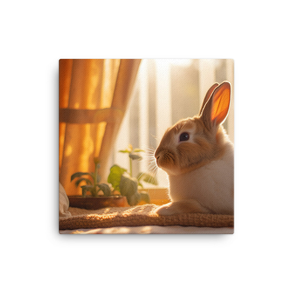Dutch Bunny in a Cozy Setting Canvas - PosterfyAI.com