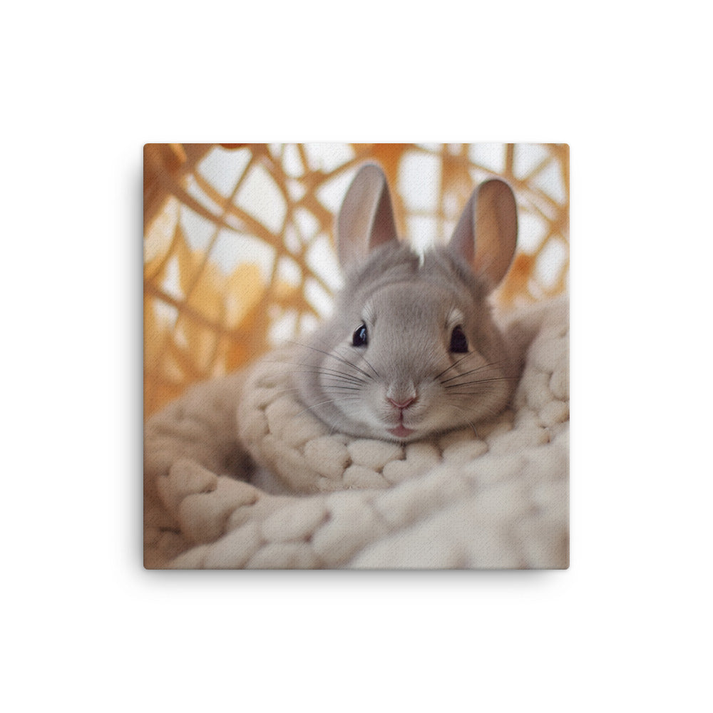 Chinchilla Bunny in a Cozy Setting Canvas - PosterfyAI.com