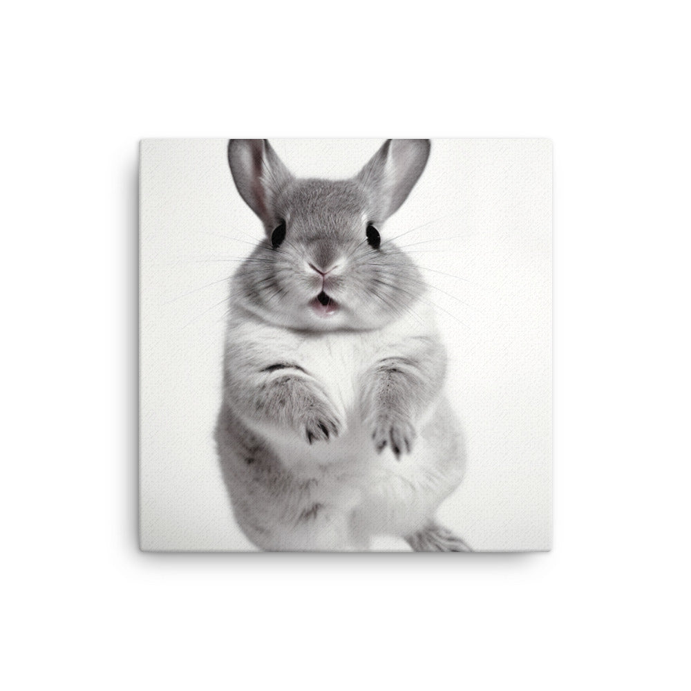 Chinchilla Bunny Enjoying a Playful Hop Canvas - PosterfyAI.com