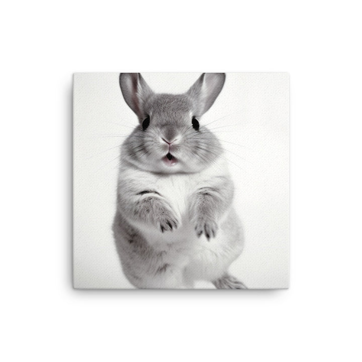 Chinchilla Bunny Enjoying a Playful Hop Canvas - PosterfyAI.com