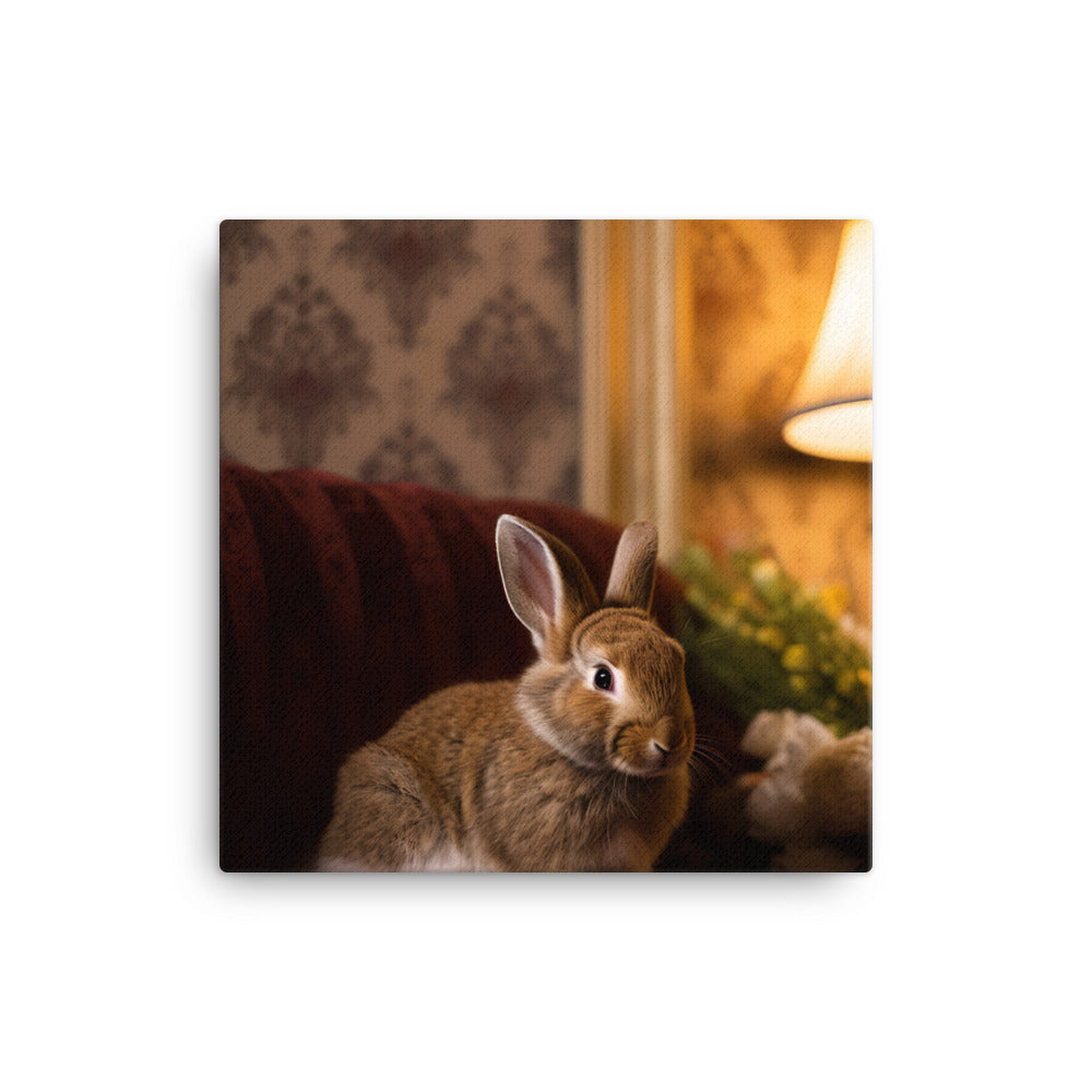 Britannia Petite Bunny in a Cozy Setting Canvas - PosterfyAI.com
