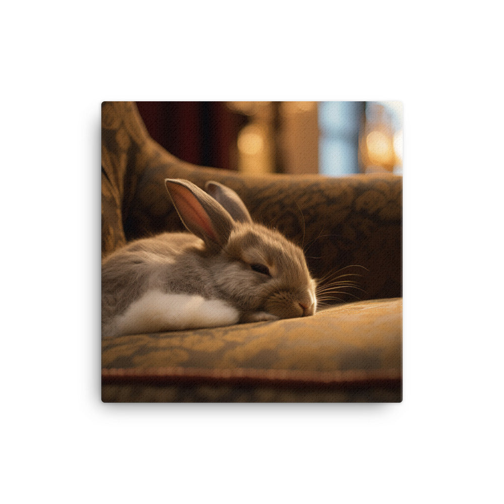 Britannia Petite Bunny in a Cozy Setting Canvas - PosterfyAI.com