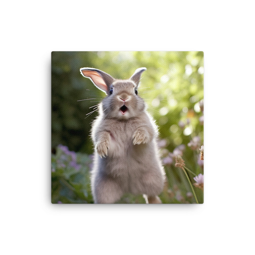 Britannia Petite Bunny Enjoying a Playful Hop Canvas - PosterfyAI.com