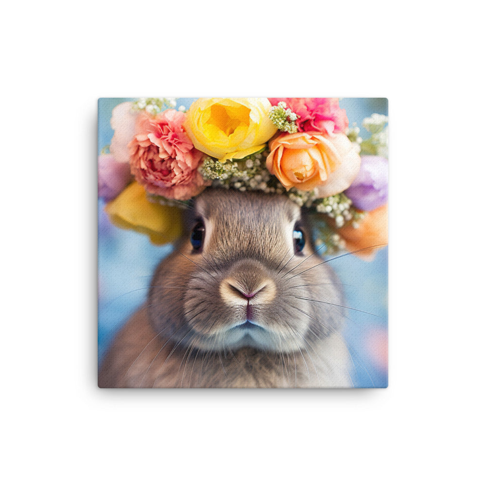 American Bunny with a Crown Canvas - PosterfyAI.com