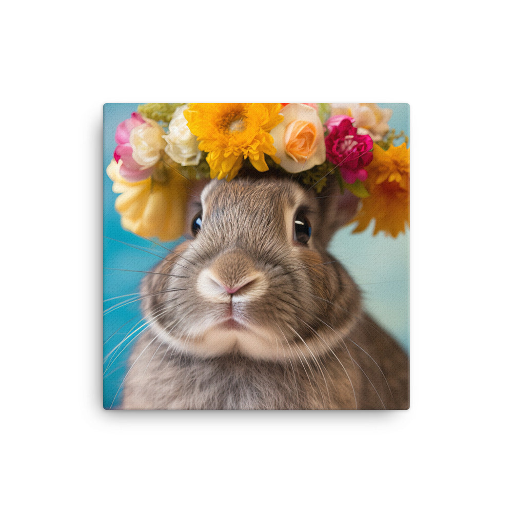 American Bunny with a Crown Canvas - PosterfyAI.com