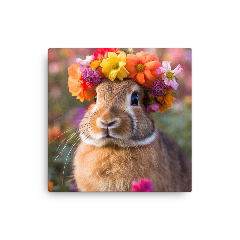 American Bunny with a Crown Canvas - PosterfyAI.com