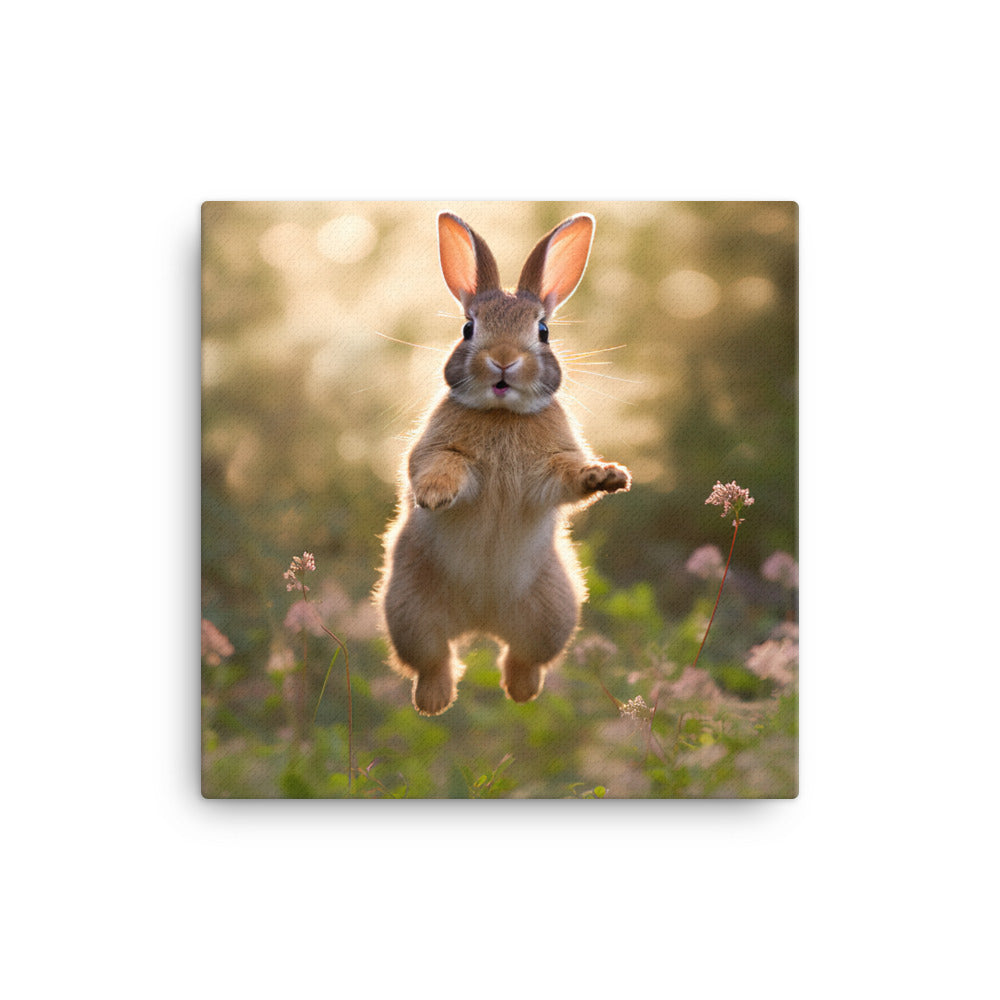 American Bunny Enjoying a Playful Hop Canvas - PosterfyAI.com