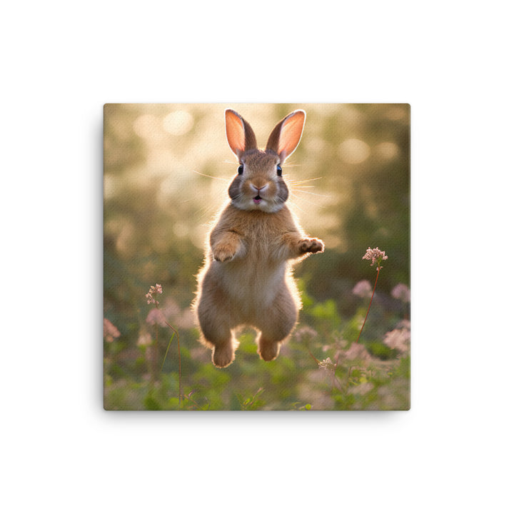 American Bunny Enjoying a Playful Hop Canvas - PosterfyAI.com