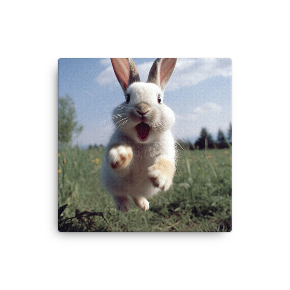 American Bunny Enjoying a Playful Hop Canvas - PosterfyAI.com