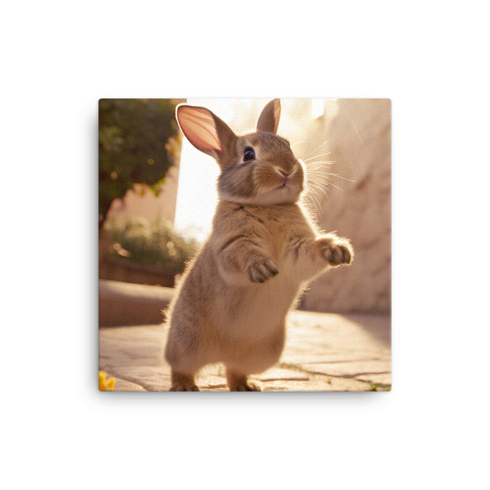 American Bunny Enjoying a Playful Hop Canvas - PosterfyAI.com
