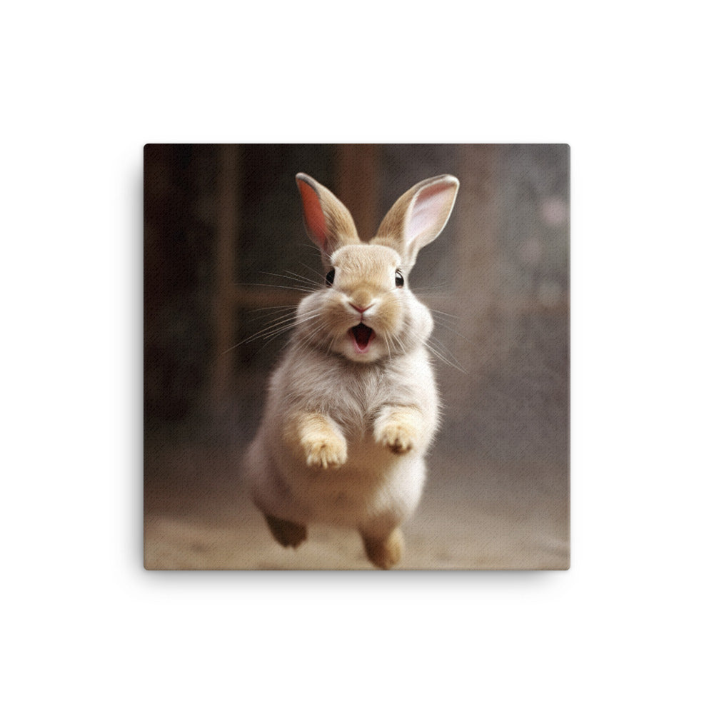 American Bunny Enjoying a Playful Hop Canvas - PosterfyAI.com