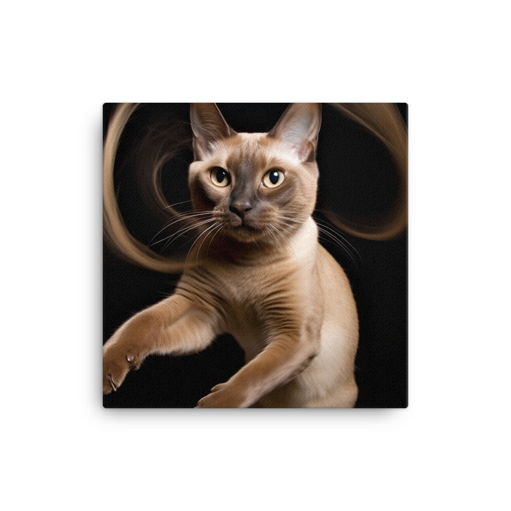 Tonkinese Cat in Action Canvas - PosterfyAI.com