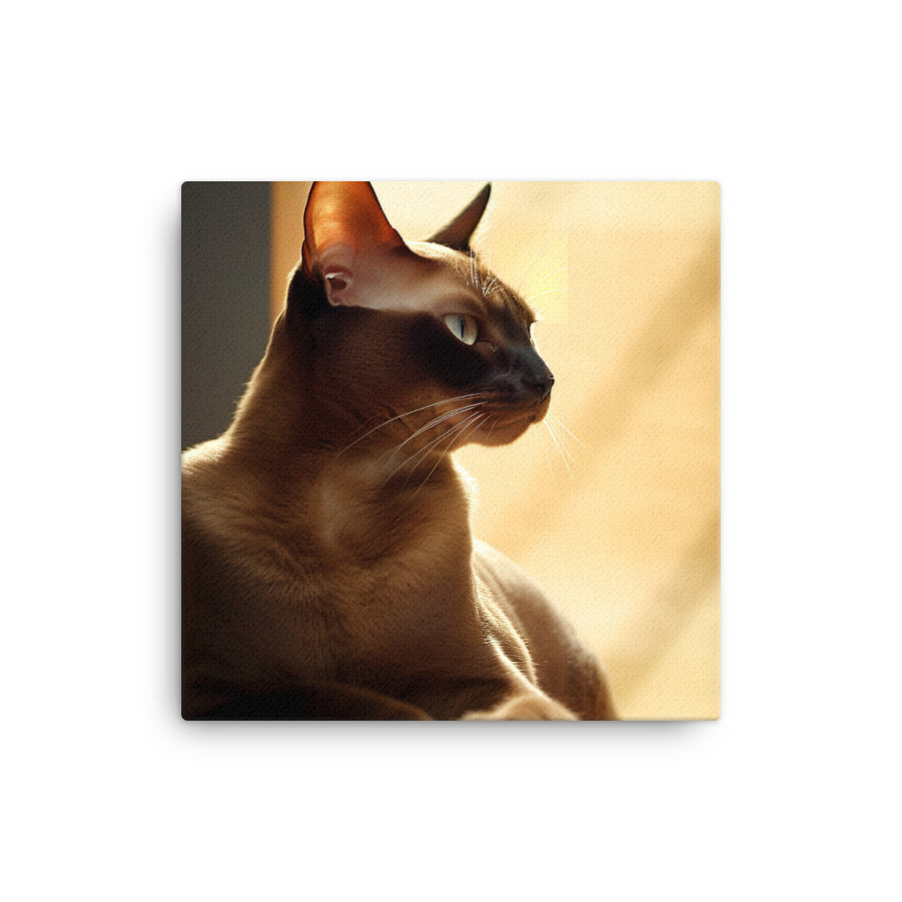 Tranquil Moments of Burmese Cat Canvas - PosterfyAI.com