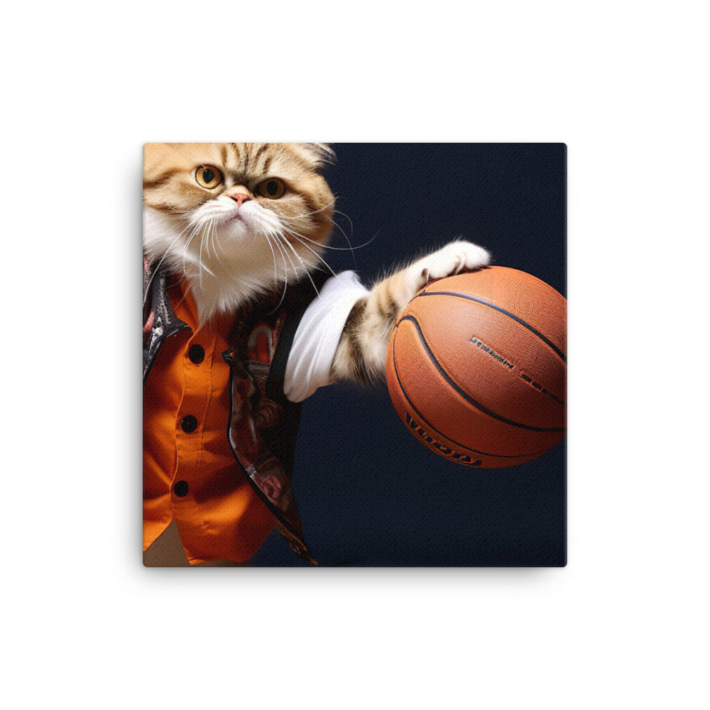 Exotic Shorthair BasketBall Player Canvas - PosterfyAI.com