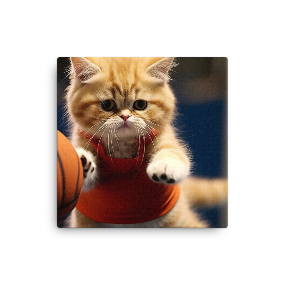 Exotic Shorthair BasketBall Player Canvas - PosterfyAI.com