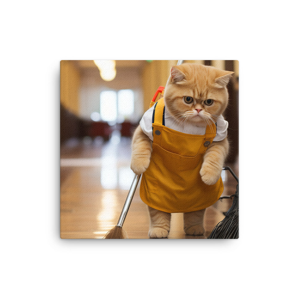 Exotic Shorthair Janitor Canvas - PosterfyAI.com