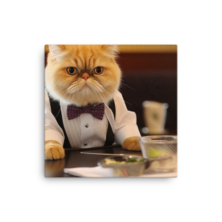 Exotic Shorthair Hotel Staff Canvas - PosterfyAI.com