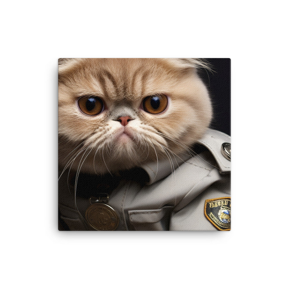 Exotic Shorthair Security Officer Canvas - PosterfyAI.com