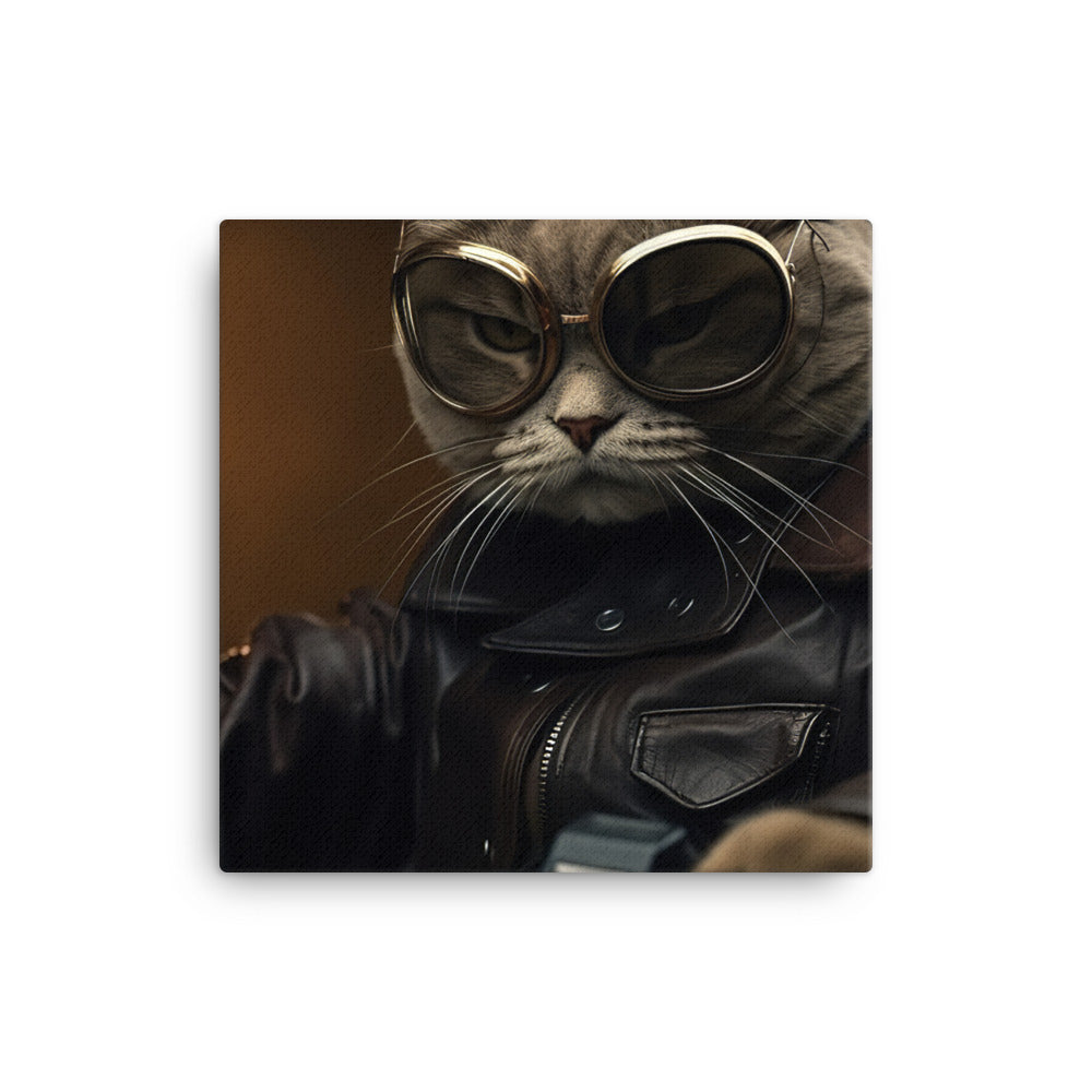British Shorthair Superbike Athlete Canvas - PosterfyAI.com