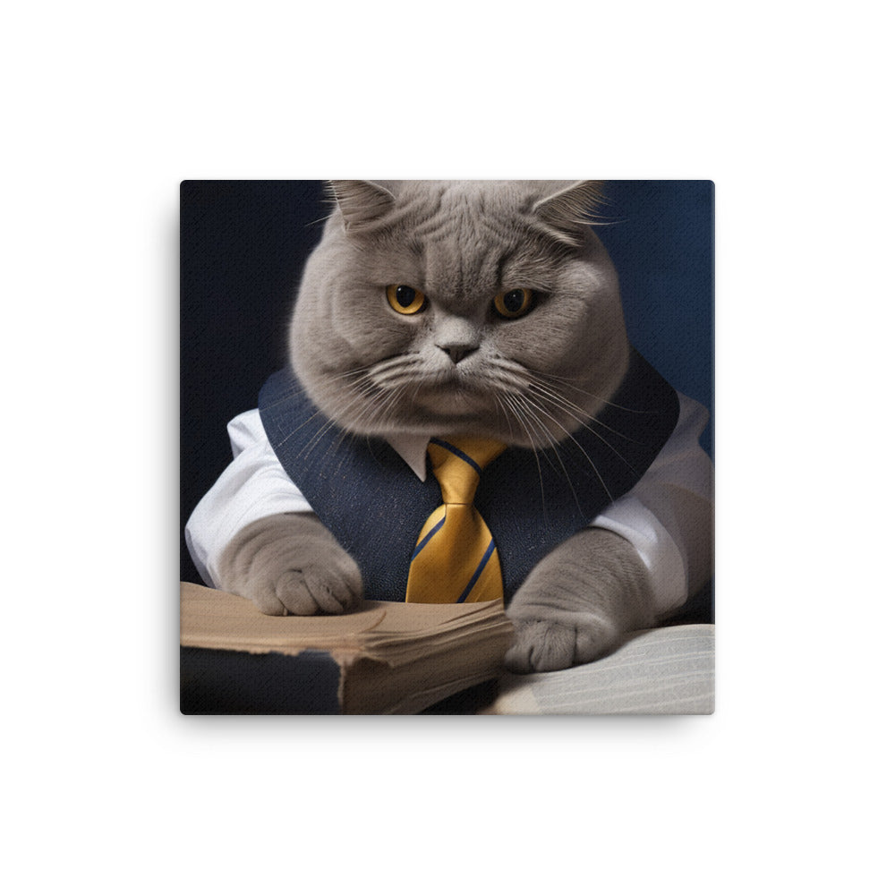 British Shorthair Student Canvas - PosterfyAI.com