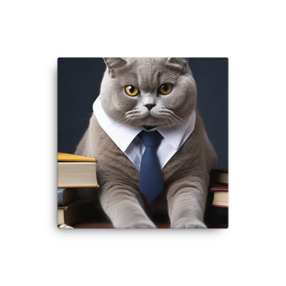 British Shorthair Student Canvas - PosterfyAI.com