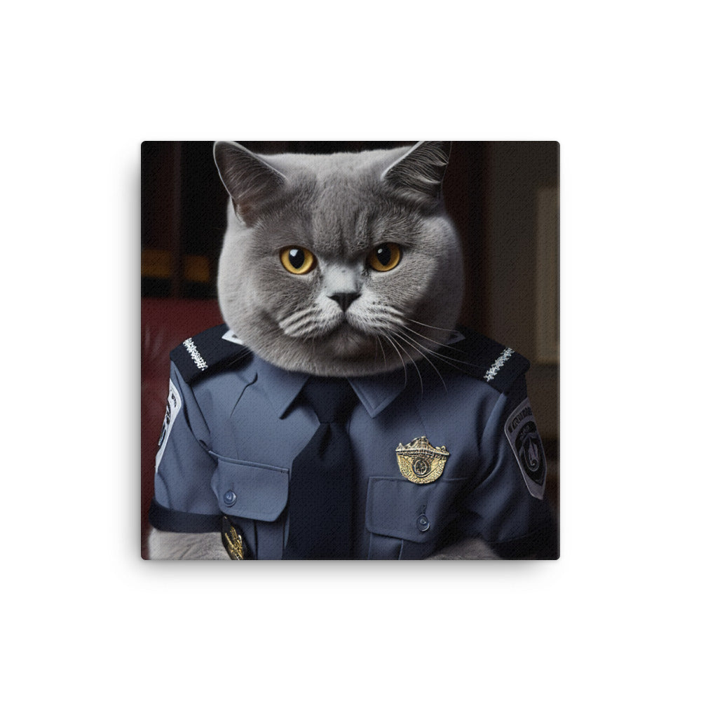 British Shorthair Security Officer Canvas - PosterfyAI.com