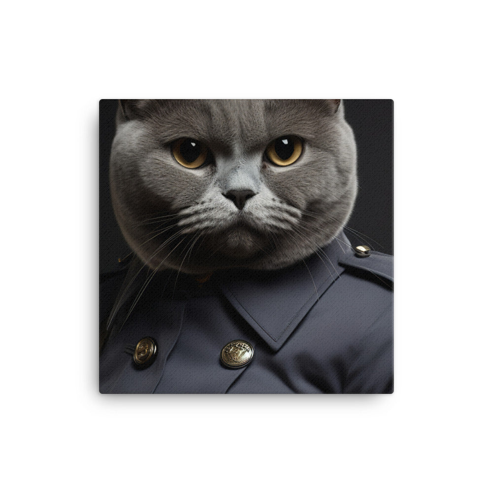 British Shorthair Security Officer Canvas - PosterfyAI.com