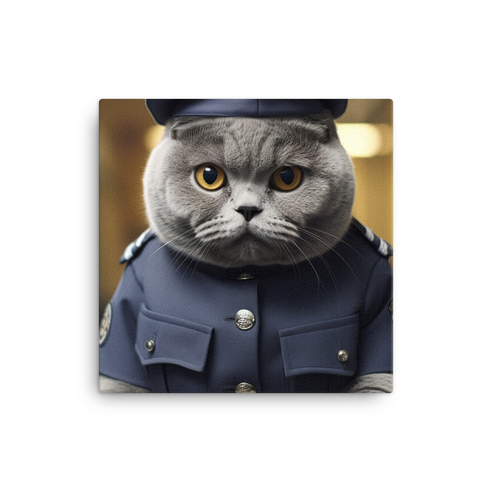 British Shorthair Prison Officer Canvas - PosterfyAI.com