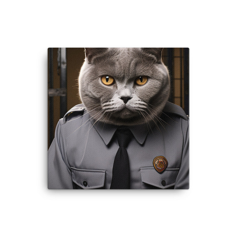 British Shorthair Prison Officer Canvas - PosterfyAI.com